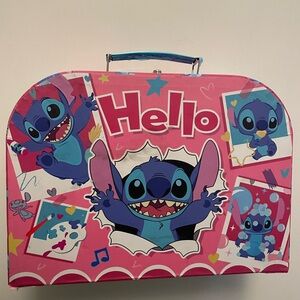 11. Stitch Picnic play food, tea set, tray , plates,in a hard case with hand…